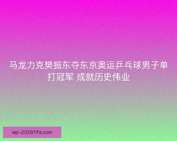 马龙力克樊振东夺东京奥运乒乓球男子单打冠军 成就历史伟业 马龙力克樊振东夺东京奥运乒乓球男子单打冠军 成就历史伟业
