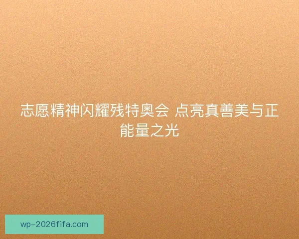志愿精神闪耀残特奥会 点亮真善美与正能量之光 志愿精神闪耀残特奥会 点亮真善美与正能量之光