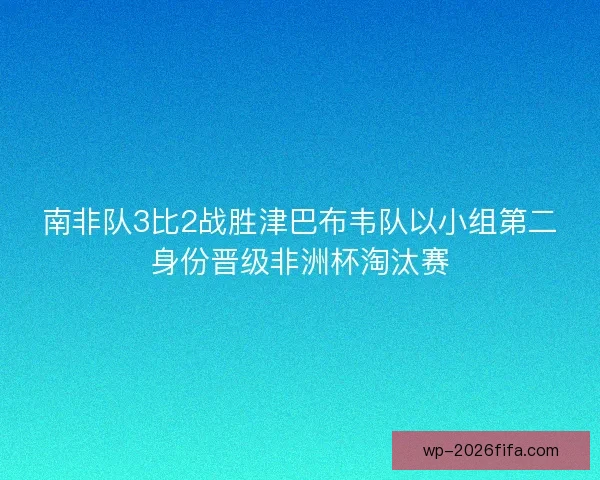 南非队3比2战胜津巴布韦队以小组第二身份晋级非洲杯淘汰赛 南非队3比2战胜津巴布韦队以小组第二身份晋级非洲杯淘汰赛